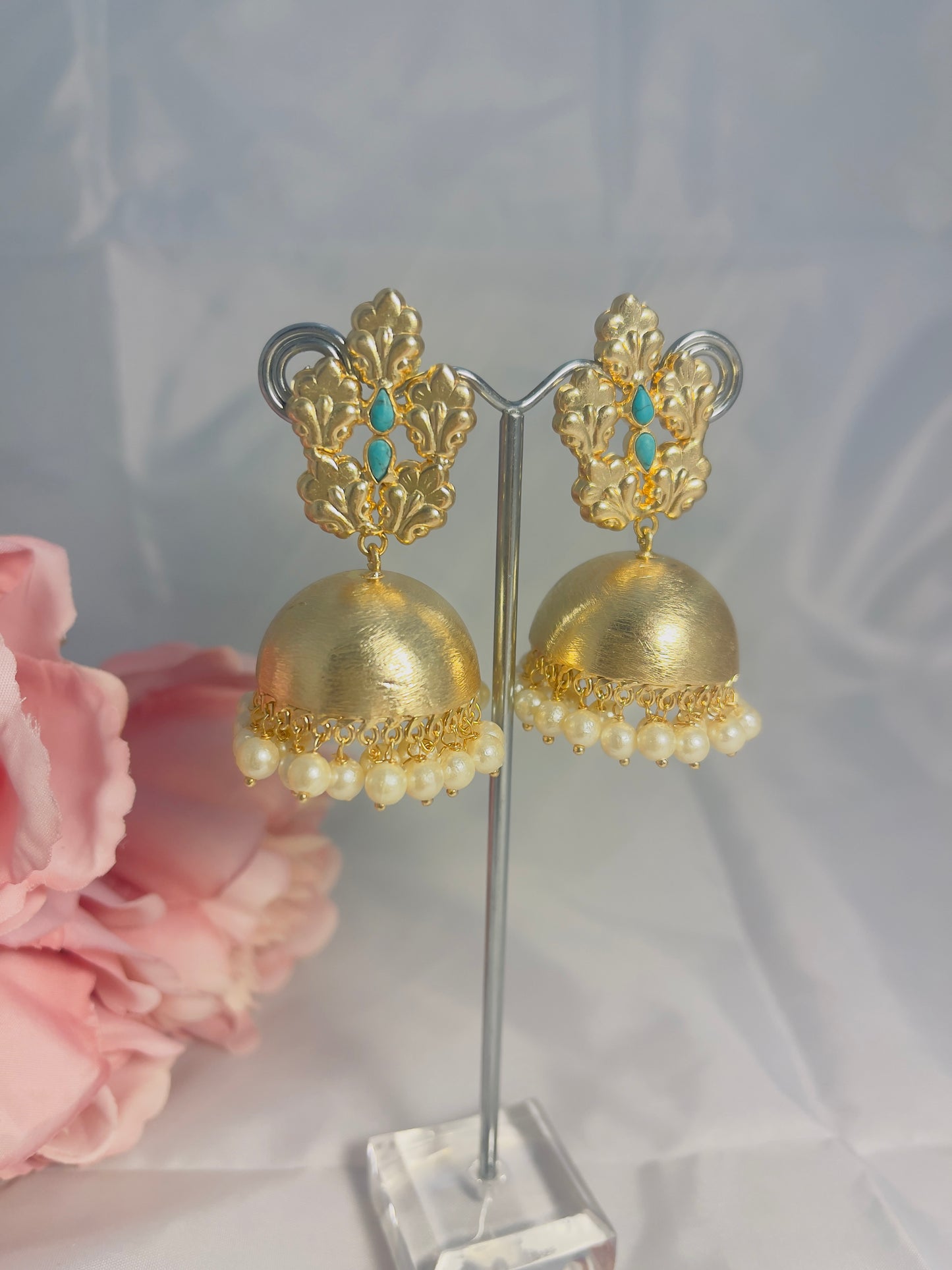 Turquoise Mayura Jhumka